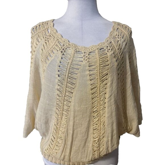 Athropologie Tiny Brand Top S Small Cream Oversized Short Dolman Sleeve - Picture 1 of 12